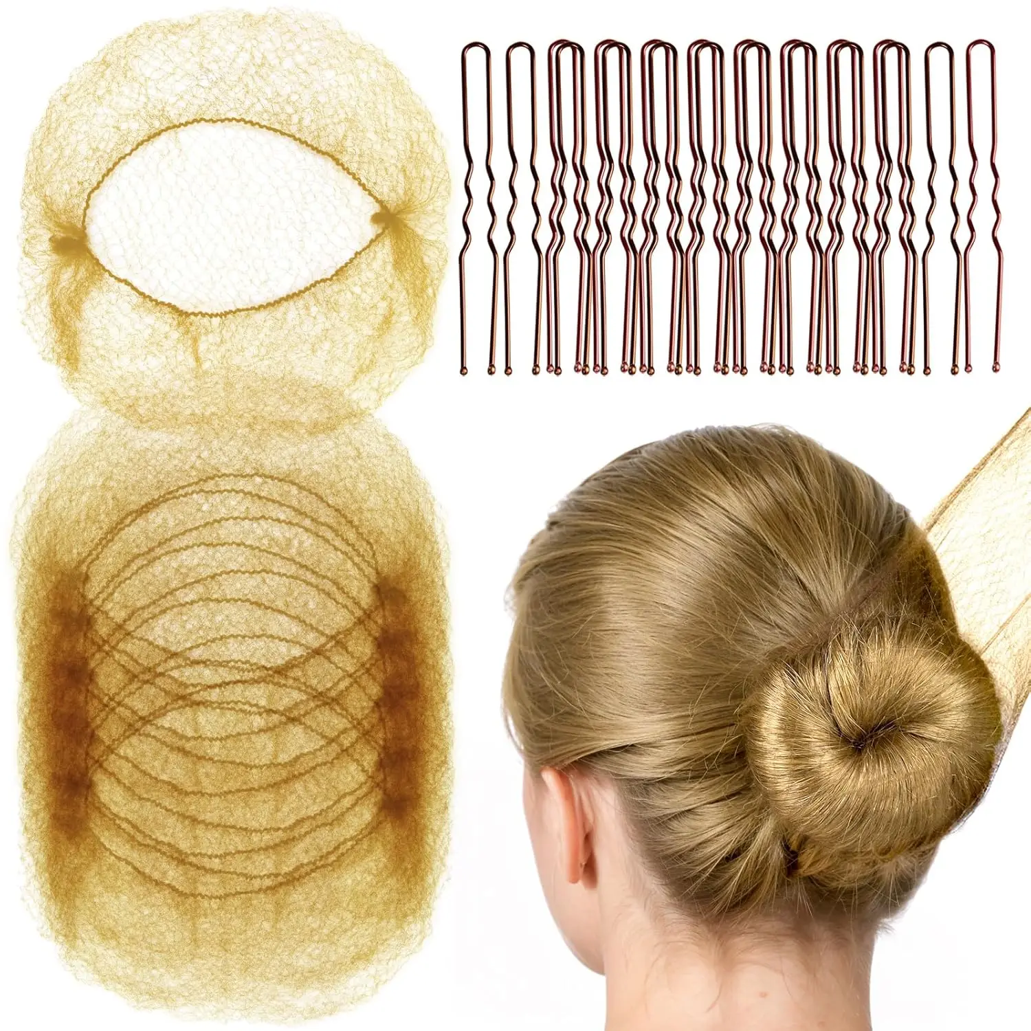 20PCS Invisible Hair Nets & 40PCS U-Shaped Pins, Ballet Bun Maker Set for Women Girls Kids (Light Brown)
20PCS Invisible Hair Nets & 40PCS U-Shaped Pins, Ballet Bun Maker Set for Women Girls Kids (Light Brown)