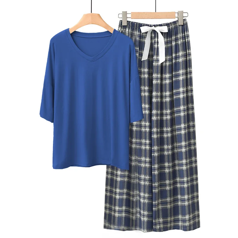 Print Modal Short Sleeve Pant 2 Piece Set Women's Pajamas Loose Comfortable Home Clothes Summer Sleepwear Pyjamas Femmes House
Print Modal Short Sleeve Pant 2 Piece Set Women's Pajamas Loose Comfortable Home Clothes Summer Sleepwear Pyjamas Femmes House