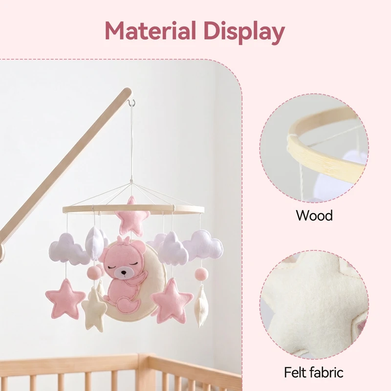 Bear Mobile bracket Newborn Music Box Bed Bell Hanging Bracket Toy Wooden Crib Mobile Baby Bed Bell Rattle Toy Soft Felt Cartoon
Bear Mobile bracket Newborn Music Box Bed Bell Hanging Bracket Toy Wooden Crib Mobile Baby Bed Bell Rattle Toy Soft Felt Cartoon