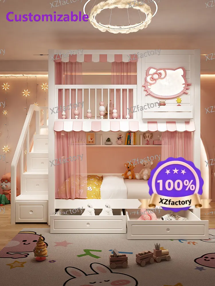 Customizable Solid Wood Two-Tier Bunk Bed, Height-Adjustable Parent-Child Princess Tree House Bed for Girls
Customizable Solid Wood Two-Tier Bunk Bed, Height-Adjustable Parent-Child Princess Tree House Bed for Girls