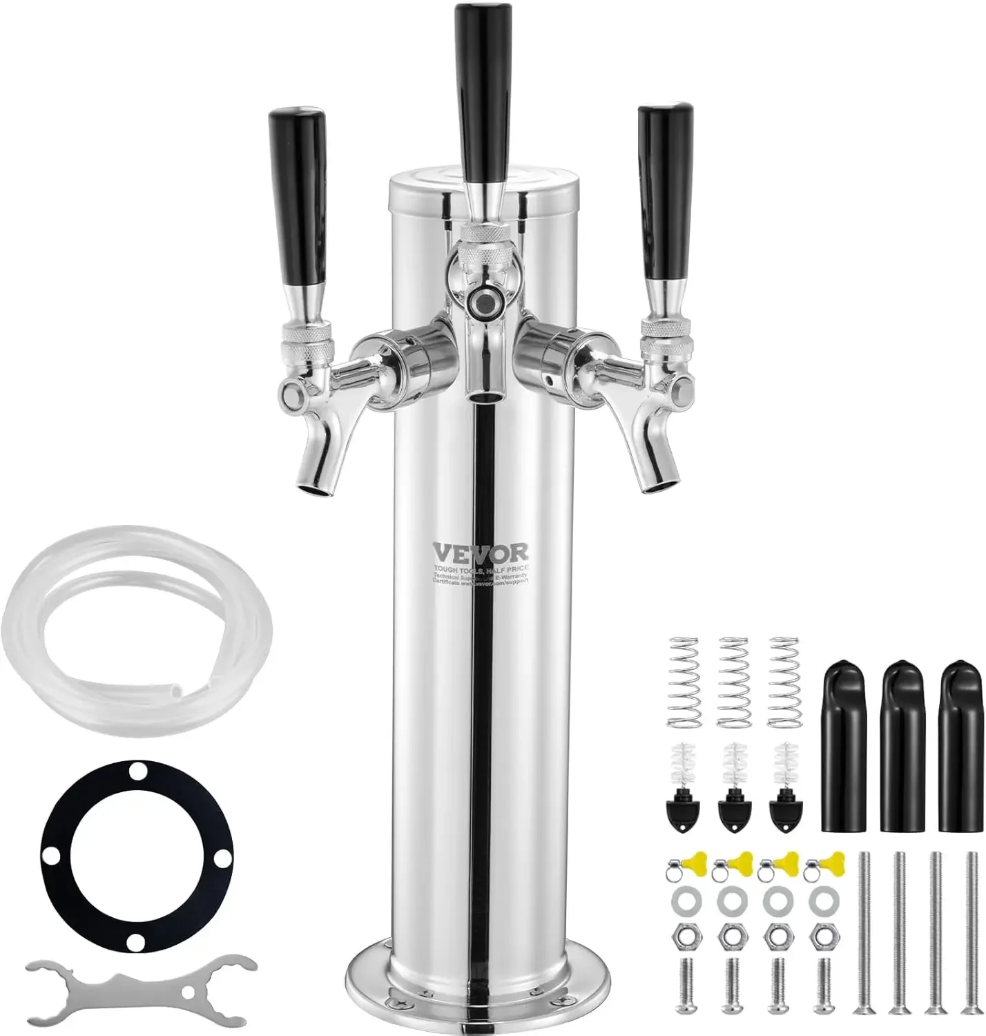 Triple Taps Draft Beer Tower Dispenser, Stainless Steel Keg Beer Tower, Kegerator Tower Kit with Pre-Assembled Tubing
Triple Taps Draft Beer Tower Dispenser, Stainless Steel Keg Beer Tower, Kegerator Tower Kit with Pre-Assembled Tubing
