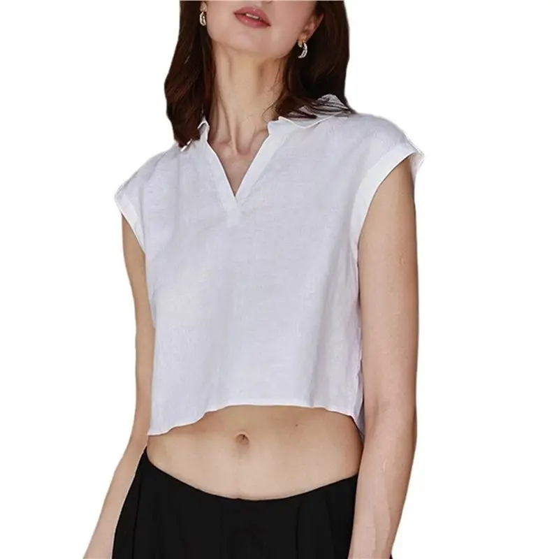 CYL-Womens Cap Sleeve Shirts Casual Loose Linen V-Neck Crop Tank Top
CYL-Womens Cap Sleeve Shirts Casual Loose Linen V-Neck Crop Tank Top
