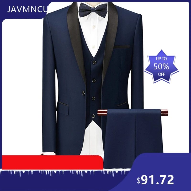 Men's Slim Fit 3 Piece Suit Set Single Button Double Vent Wedding Groom Business Formal Wear
Men's Slim Fit 3 Piece Suit Set Single Button Double Vent Wedding Groom Business Formal Wear
