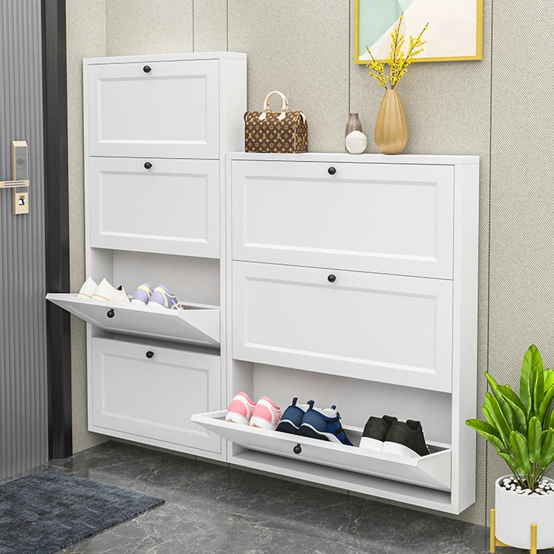 Metal 3-Layer Flip-Drawers Shoe Rack Cabinet Wall-Mounted Entryway Freestanding Home Shoes Storage for Living Room or Apartment
Metal 3-Layer Flip-Drawers Shoe Rack Cabinet Wall-Mounted Entryway Freestanding Home Shoes Storage for Living Room or Apartment