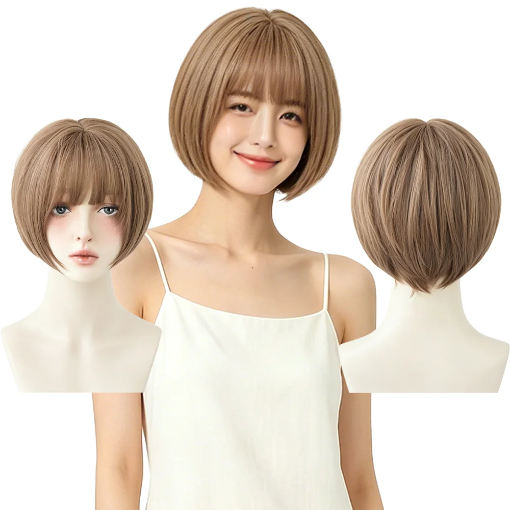 Milk Tea Brown Bob Wig With Bangs Short Straight Hair Heat Resistant Synthetic Wig For Women Daily Cosplay Halloween Party Wear
Milk Tea Brown Bob Wig With Bangs Short Straight Hair Heat Resistant Synthetic Wig For Women Daily Cosplay Halloween Party Wear