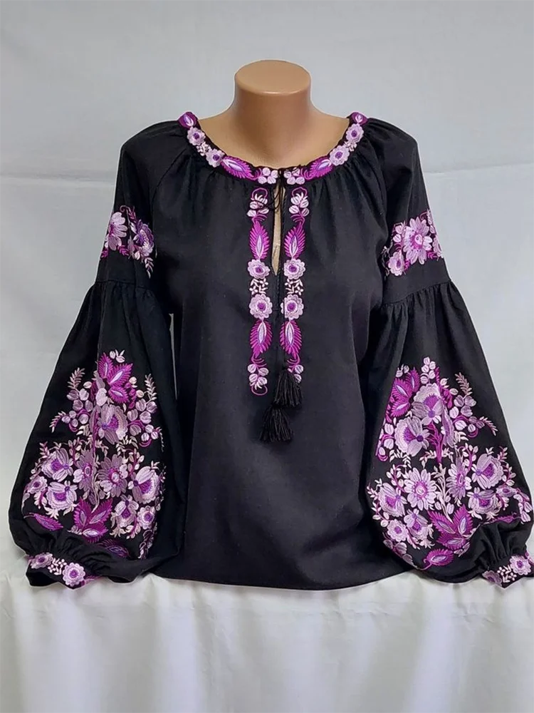 Women's Retro Boho Blouse National Style Print Lace-Up O-Neck Lantern Sleeve Tops 2025 Spring Loose Ethnic Styles Blouses
Women's Retro Boho Blouse National Style Print Lace-Up O-Neck Lantern Sleeve Tops 2025 Spring Loose Ethnic Styles Blouses