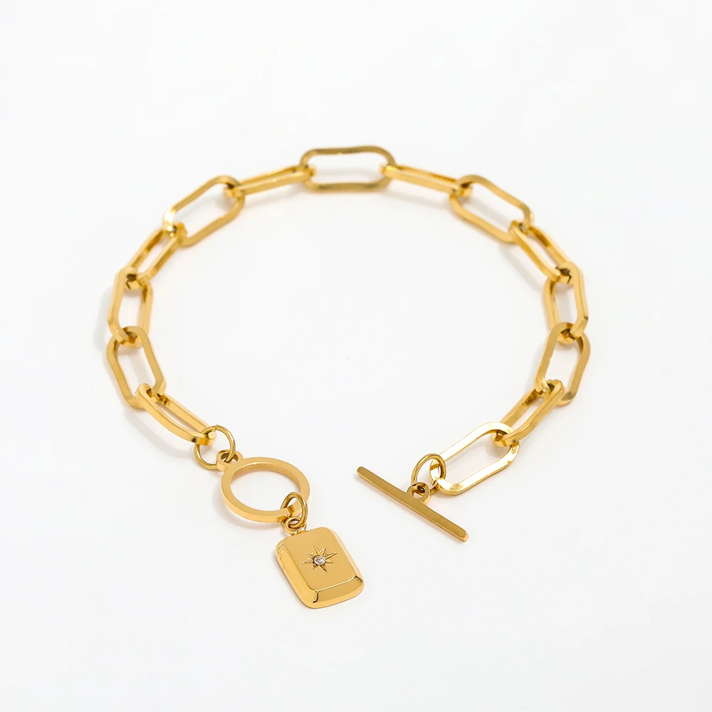 Joolim Jewelry Wholesale High End PVD Small Fashion Square Star Zirconia Pendant Toggle Stainless Steel Bracelet for Women
Joolim Jewelry Wholesale High End PVD Small Fashion Square Star Zirconia Pendant Toggle Stainless Steel Bracelet for Women