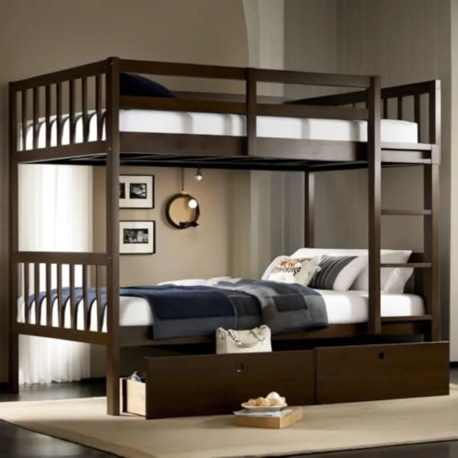 Twin Over Twin Wood Bunk Bed with 2 Drawers for Girls, Boys, Convertible into 2 Beds, Wood Bunk Bed with Ladder and Safety Guar
Twin Over Twin Wood Bunk Bed with 2 Drawers for Girls, Boys, Convertible into 2 Beds, Wood Bunk Bed with Ladder and Safety Guar