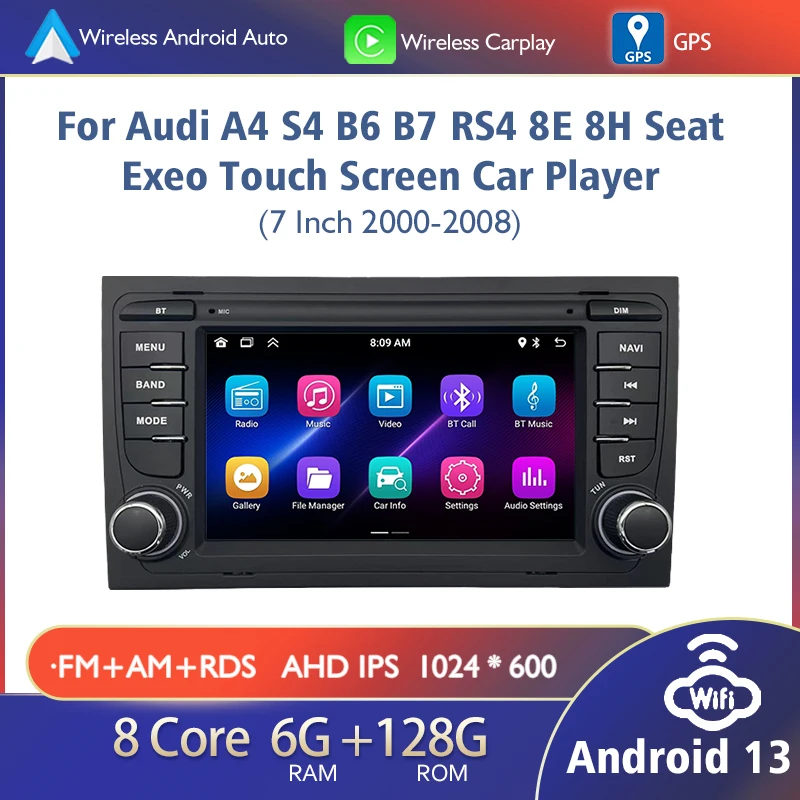 Android 13 Car Radio Multimedia Player with Wireless CarPlay GPS Navigation MP3 USB support for Audi A4 B6 S4 RS4 SEAT models
Android 13 Car Radio Multimedia Player with Wireless CarPlay GPS Navigation MP3 USB support for Audi A4 B6 S4 RS4 SEAT models