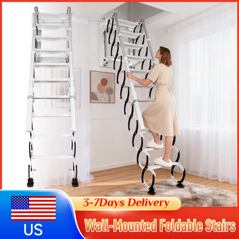 Настенная складная телескопическая лестница для чердака с поручнями для дома, внутреннего и наружного использования, для склада, подвала
Настенная складная телескопическая лестница для чердака с поручнями для дома, внутреннего и наружного использования, для склада, подвала 