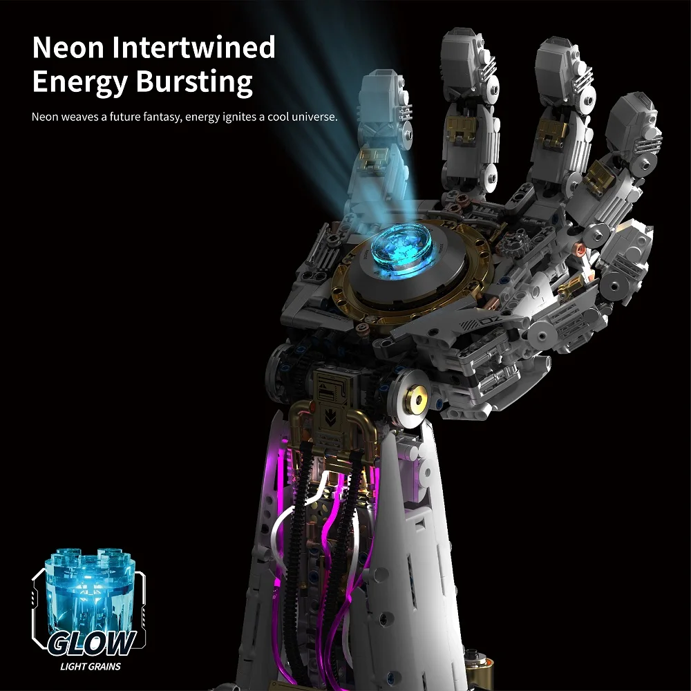 1424pcs Punk Cybernetic Mechanical Hand Building Blocks Set with Lighting - Assembly Model Kit for Kids And Collectors H1009
1424pcs Punk Cybernetic Mechanical Hand Building Blocks Set with Lighting - Assembly Model Kit for Kids And Collectors H1009