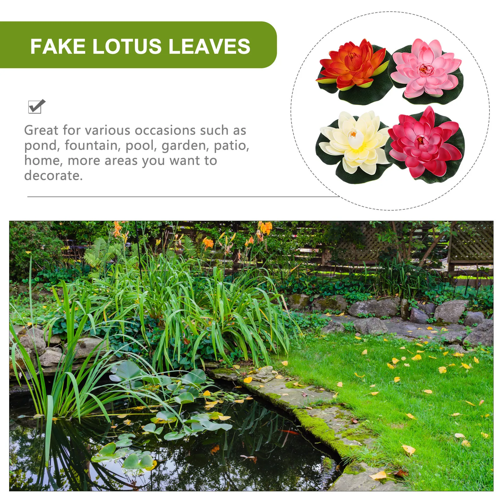 4 шт. ярких искусственных цветов лотоса для пруда, фонтана, домашнего сада, декоративные искусственные цветы лотоса
4 шт. ярких искусственных цветов лотоса для пруда, фонтана, домашнего сада, декоративные искусственные цветы лотоса