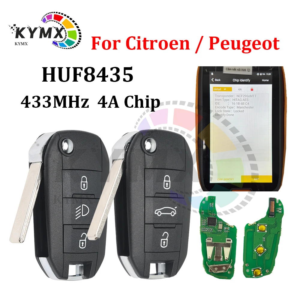 KYMX For Citroen Aircross C3 C5 C6 For Peugeot 308 4008 Flip Remote Car Key Fob 433MHz 4A Chip P/N: HUF8435, 98 139 654 77
KYMX For Citroen Aircross C3 C5 C6 For Peugeot 308 4008 Flip Remote Car Key Fob 433MHz 4A Chip P/N: HUF8435, 98 139 654 77