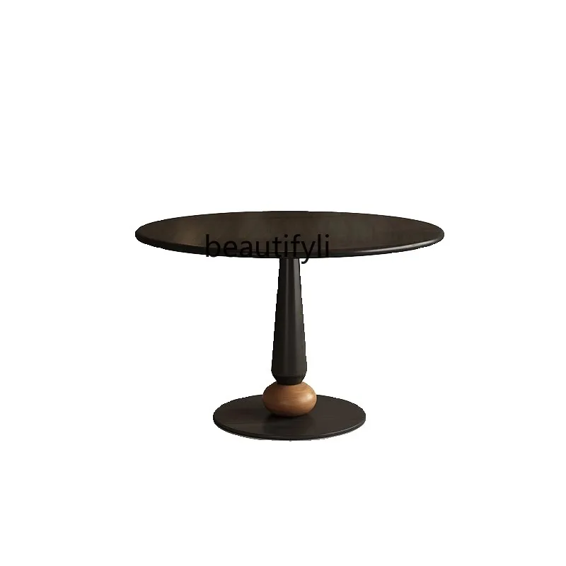 French medieval solid wood round dining table B & B home small apartment black retro dining table
French medieval solid wood round dining table B & B home small apartment black retro dining table