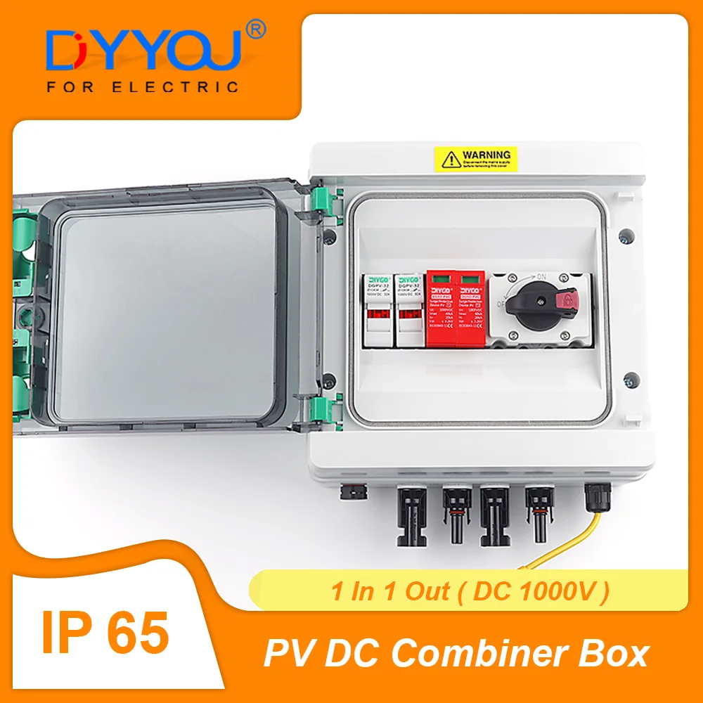 1000V 1 In 1 Out DC PV Combiner Box With Photovoltaic Isolation Switch Fuse SPD Lightning Protection Outdoor Waterproof Box IP65
1000V 1 In 1 Out DC PV Combiner Box With Photovoltaic Isolation Switch Fuse SPD Lightning Protection Outdoor Waterproof Box IP65