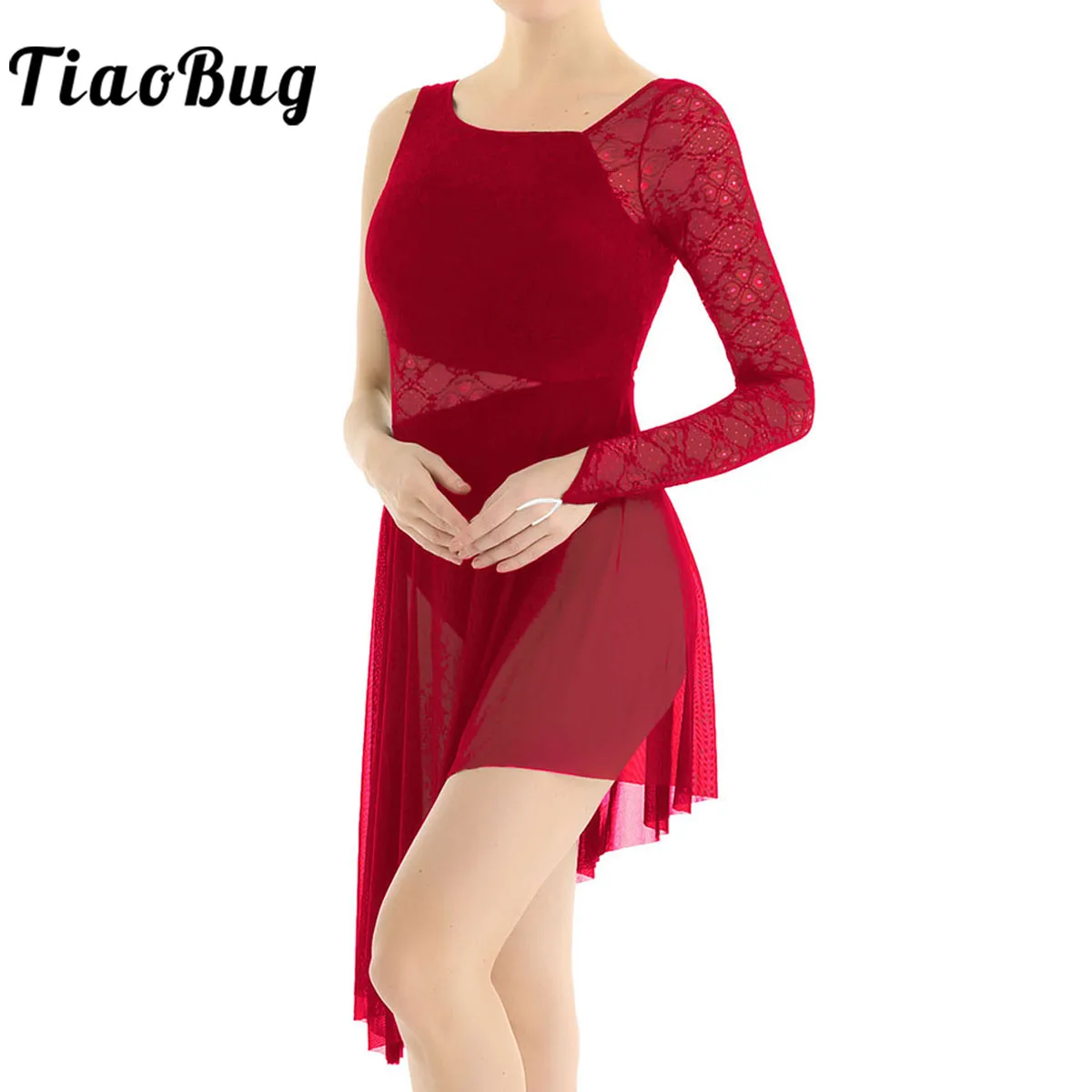 TiaoBug Adults Asymmetrical Single Long Sleeve Lace Gymnastics Leotard Women Ballet Dress Contemporary Lyrical Dance Costumes
TiaoBug Adults Asymmetrical Single Long Sleeve Lace Gymnastics Leotard Women Ballet Dress Contemporary Lyrical Dance Costumes