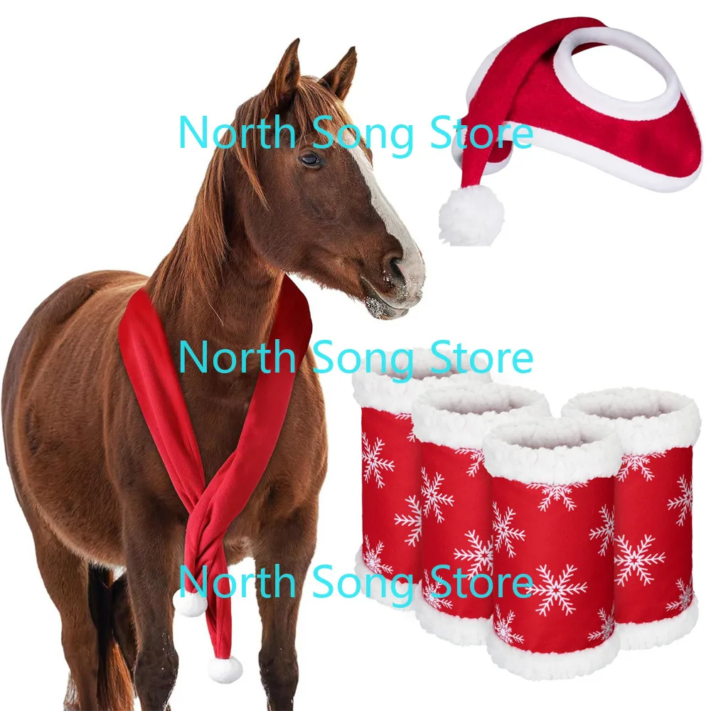 6Pcs Christmas Horse Accessory Includes 4 Pcs Horse Leg Wraps with Faux Fur Trim Holiday Santa Horse Hat Scarf
6Pcs Christmas Horse Accessory Includes 4 Pcs Horse Leg Wraps with Faux Fur Trim Holiday Santa Horse Hat Scarf
