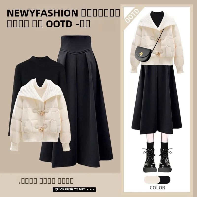 Зимний женский комплект: хлопковая куртка, вязаный свитер, облегающая юбка с высокой талией, комплект из трех предметов, модная повседневная уличная одежда
Зимний женский комплект: хлопковая куртка, вязаный свитер, облегающая юбка с высокой талией, комплект из трех предметов, модная повседневная уличная одежда