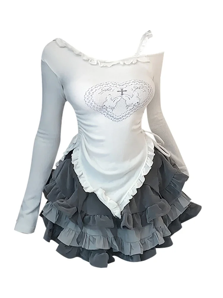 Women 2000s Kpop Gyaru Kawaii Japanese Y2k Coquette Outfits 2 Piece Set Long Sleeve Crop Tops + CutecoreA-line Mini Lolita Skirt
Women 2000s Kpop Gyaru Kawaii Japanese Y2k Coquette Outfits 2 Piece Set Long Sleeve Crop Tops + CutecoreA-line Mini Lolita Skirt