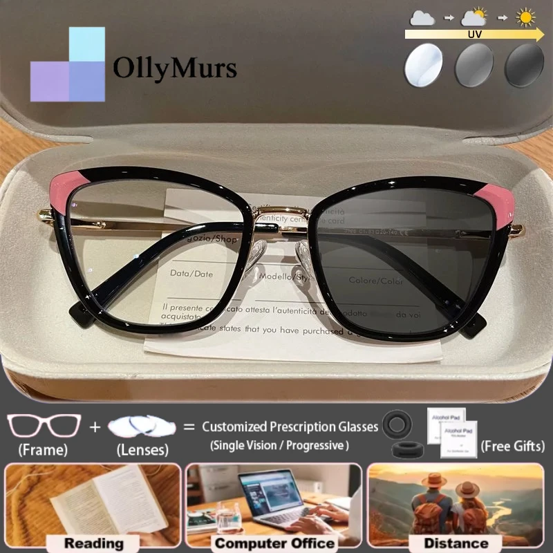 Ollymurs Minimalist Style Women Cat Eye Frame Design Reading Glasses Personalized Anti Blue Ray Photochromic Prescription Eyewar
Ollymurs Minimalist Style Women Cat Eye Frame Design Reading Glasses Personalized Anti Blue Ray Photochromic Prescription Eyewar