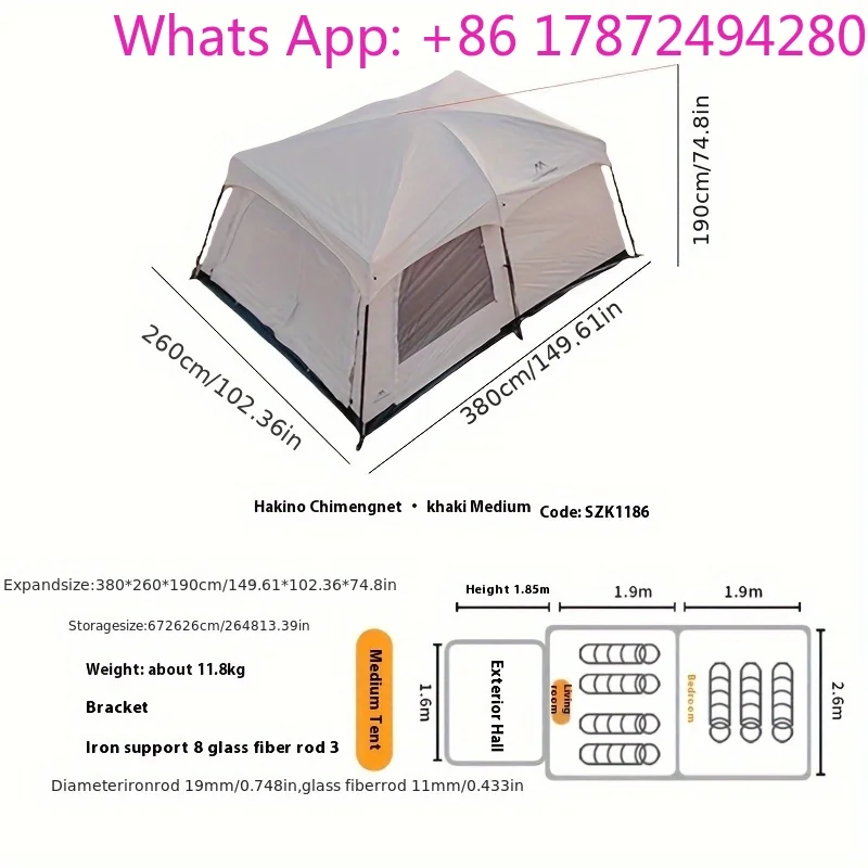 Tent camping plein air nuit, auventerrain épais portable à deux chambres, équipement e camping, rassemblement
Tent camping plein air nuit, auventerrain épais portable à deux chambres, équipement e camping, rassemblement