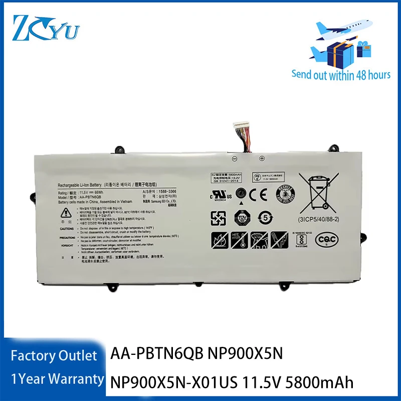 AA-PBTN6QB Battery for Samsung Notebook 9 NP900X5N NP900X5N-X01US 11.5V 5800mAh
AA-PBTN6QB Battery for Samsung Notebook 9 NP900X5N NP900X5N-X01US 11.5V 5800mAh