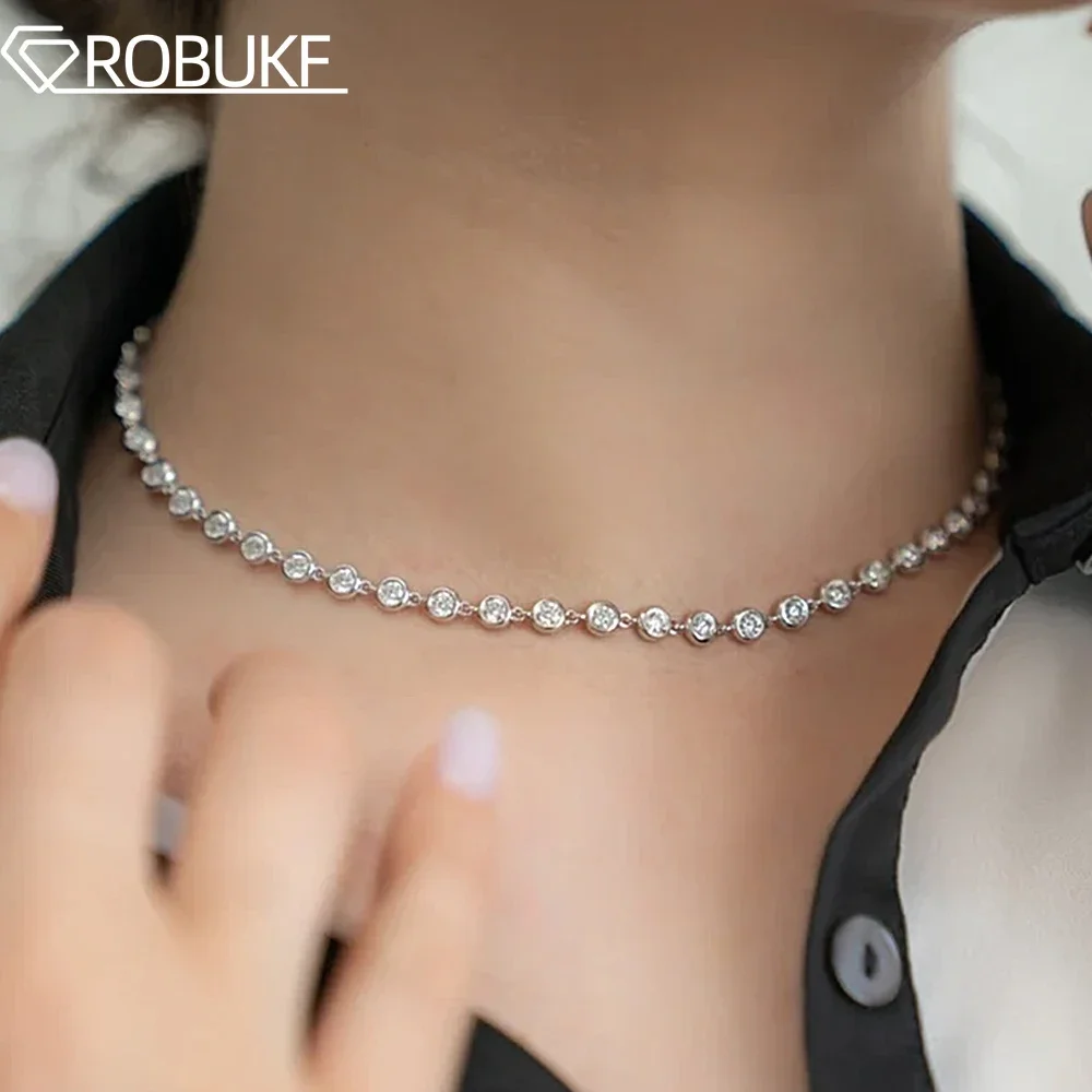 3mm Full Round Moissanite Diamond Bezel Tennis Necklace for Women 925 Sterling Silver Plated 18k Gold Wedding Jewelry Gifts GRA
3mm Full Round Moissanite Diamond Bezel Tennis Necklace for Women 925 Sterling Silver Plated 18k Gold Wedding Jewelry Gifts GRA