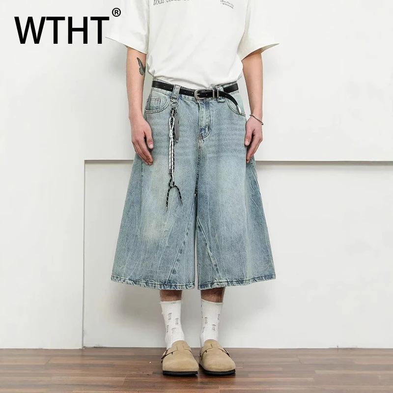 Мужские джинсовые шорты WTHT Fashion с эффектом потертости и вставками, винтажные, широкие, свободные, лето 2026, модель 2A2965
Мужские джинсовые шорты WTHT Fashion с эффектом потертости и вставками, винтажные, широкие, свободные, лето 2026, модель 2A2965