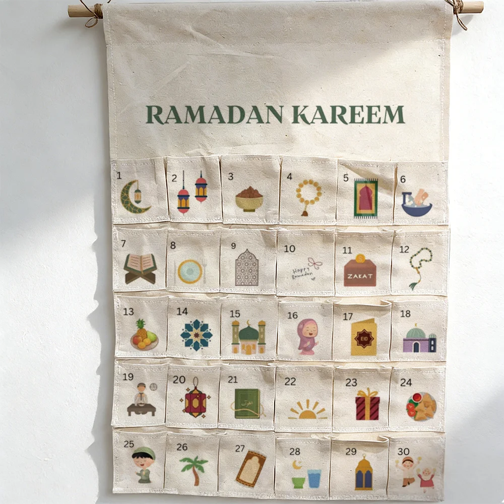 45x67cm Ramadan Kareem 30 day Advent Calendar for kid boy girl gift bag Muslim Islamic eid al Fitr Wall Hanging Home decoration
45x67cm Ramadan Kareem 30 day Advent Calendar for kid boy girl gift bag Muslim Islamic eid al Fitr Wall Hanging Home decoration
