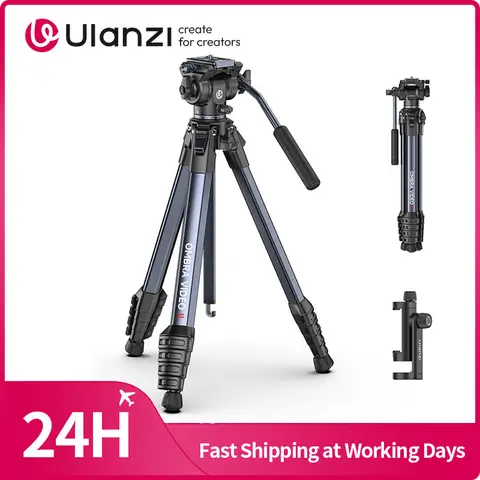 ​Ulanzi OMBRA VIDEO II Travel Tripod for Camera Smartphone Tripod with Panoramic Ball Head for Overhead Low-angle Shoot Arca