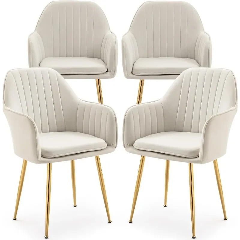 Modern Living Dining Room Accent Arm Chairs Set of 4, Velvet Mid-Century Upholstered Seat Club Guest with Golden Legs for Indoor
Modern Living Dining Room Accent Arm Chairs Set of 4, Velvet Mid-Century Upholstered Seat Club Guest with Golden Legs for Indoor
