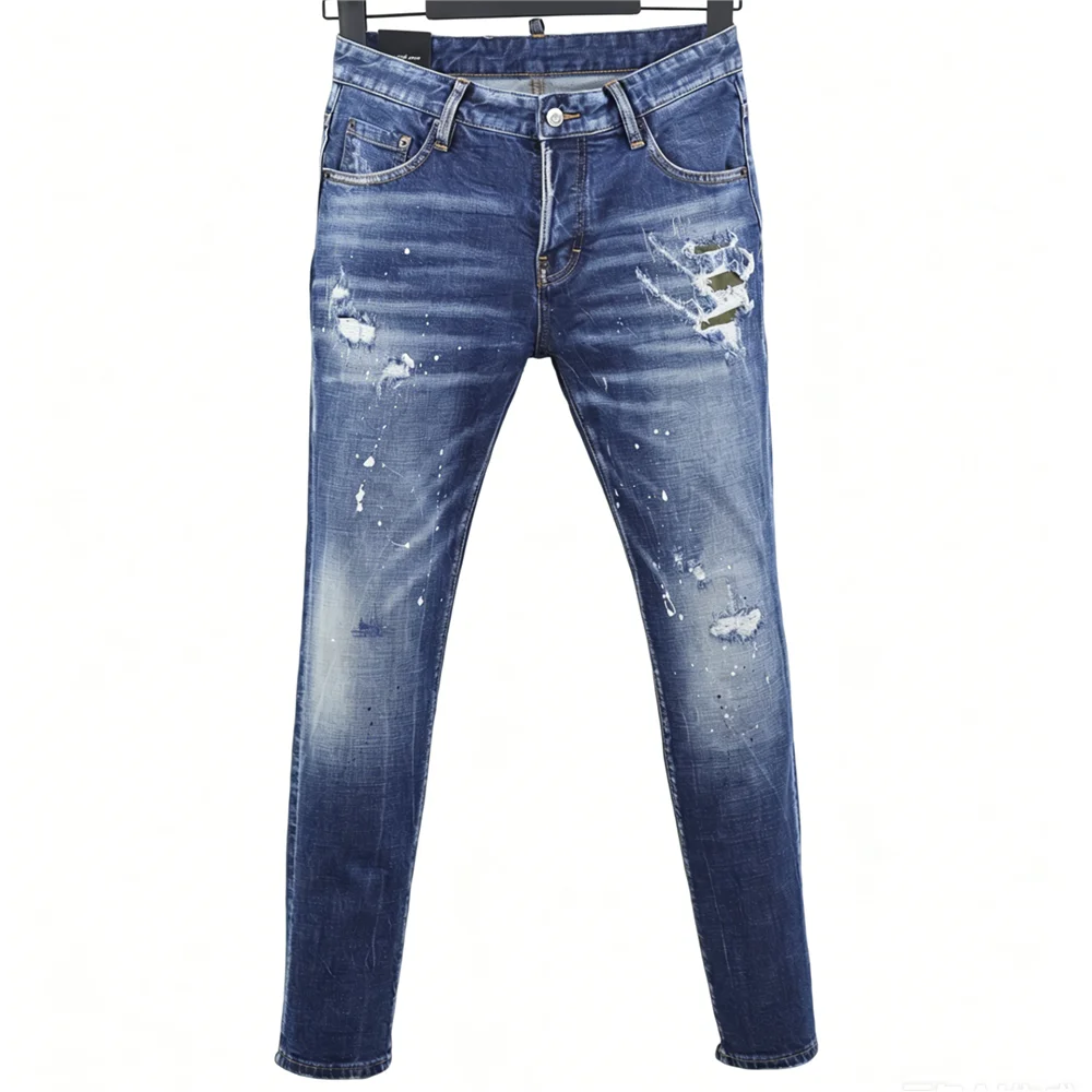 6050 Four Seasons New Men's Ripped Patch Three-Dimensional Cut Graffiti Print Slim-Fit Stretch Blue Jeans
6050 Four Seasons New Men's Ripped Patch Three-Dimensional Cut Graffiti Print Slim-Fit Stretch Blue Jeans