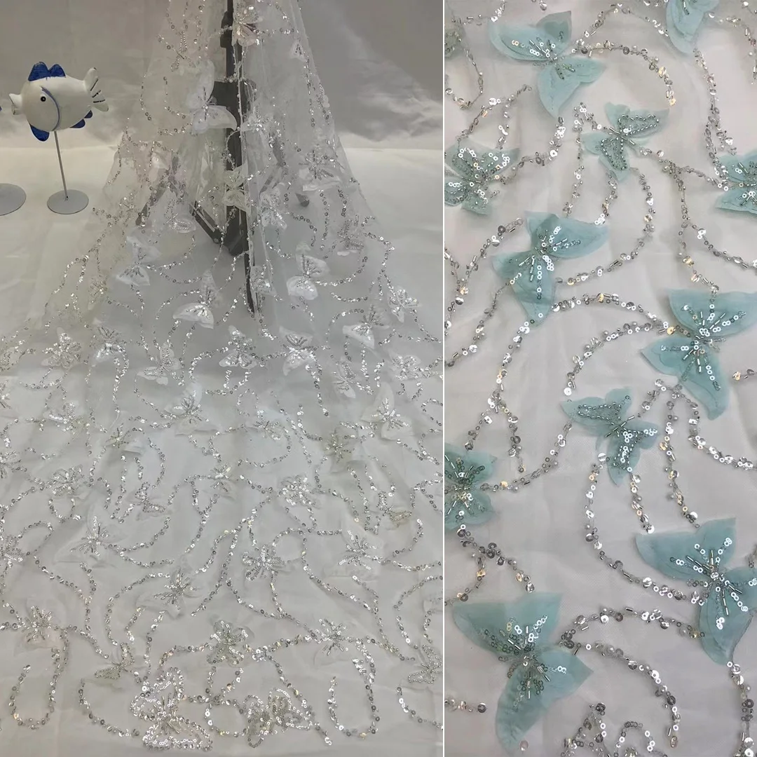 (5yards/pc) High quality tube beads sequins embroidered African tulle lace butterflies 3D French net lace for party dress FAX035
(5yards/pc) High quality tube beads sequins embroidered African tulle lace butterflies 3D French net lace for party dress FAX035