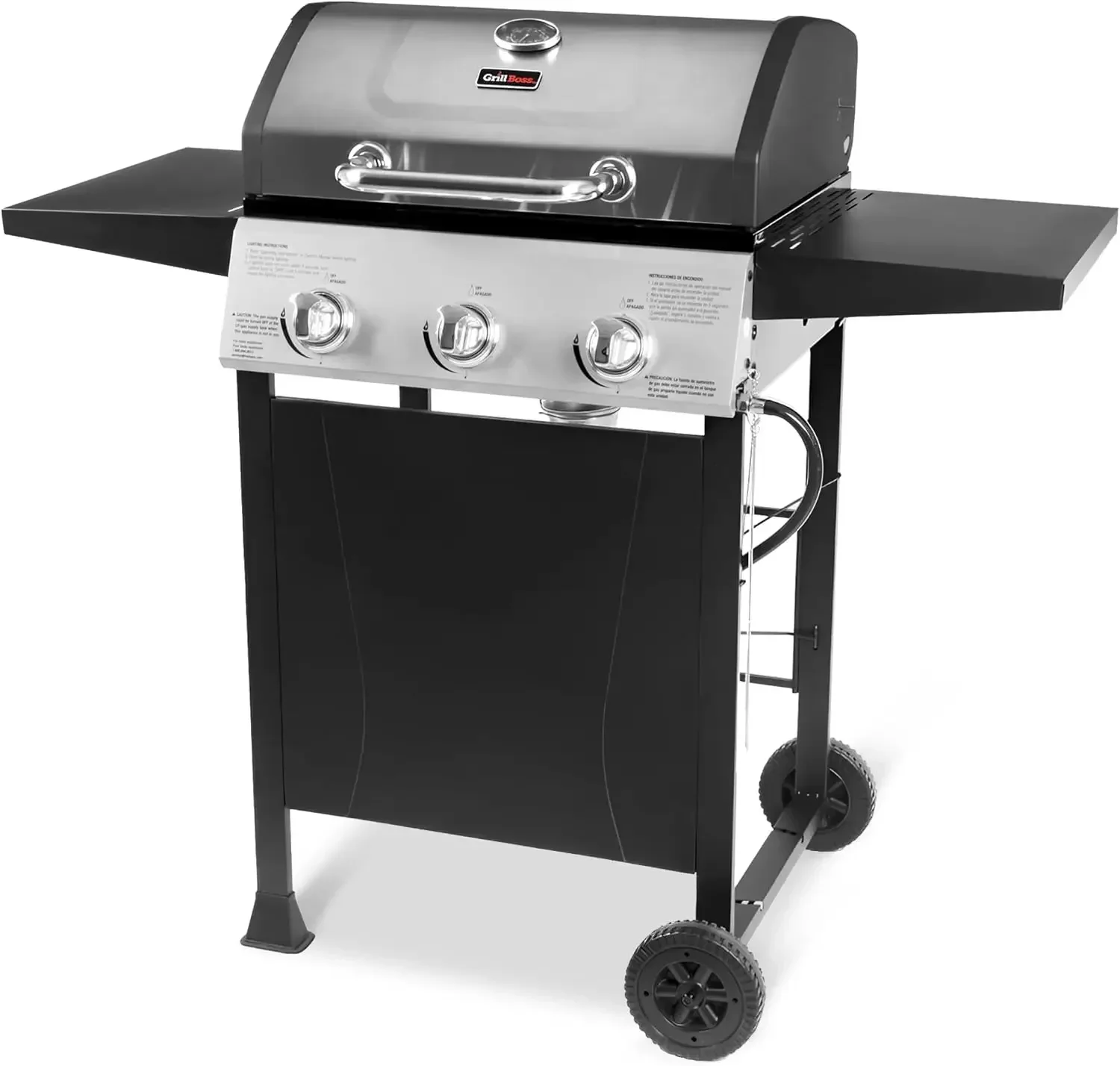 Outdoor Barbeque 3 Burner Propane Gas Grill for Barbecue Cooking with Top Cover Lid, Wheels, and Side Storage Shelves, Black
Outdoor Barbeque 3 Burner Propane Gas Grill for Barbecue Cooking with Top Cover Lid, Wheels, and Side Storage Shelves, Black