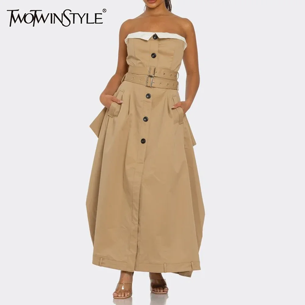 TWOTWINSTYLE Design Sense лоскутное платье на пуговицах для женщин без рукавов с высокой талией темпераментные платья цвета хаки женский модный стиль
TWOTWINSTYLE Design Sense лоскутное платье на пуговицах для женщин без рукавов с высокой талией темпераментные платья цвета хаки женский модный стиль