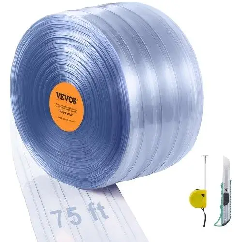 Clear Ribbed PVC Strip Curtain - 75', 8 Wide, 0.08 Thick - Door Strips for warehouses , Factories, and Supermarkets
Clear Ribbed PVC Strip Curtain - 75', 8 Wide, 0.08 Thick - Door Strips for warehouses , Factories, and Supermarkets