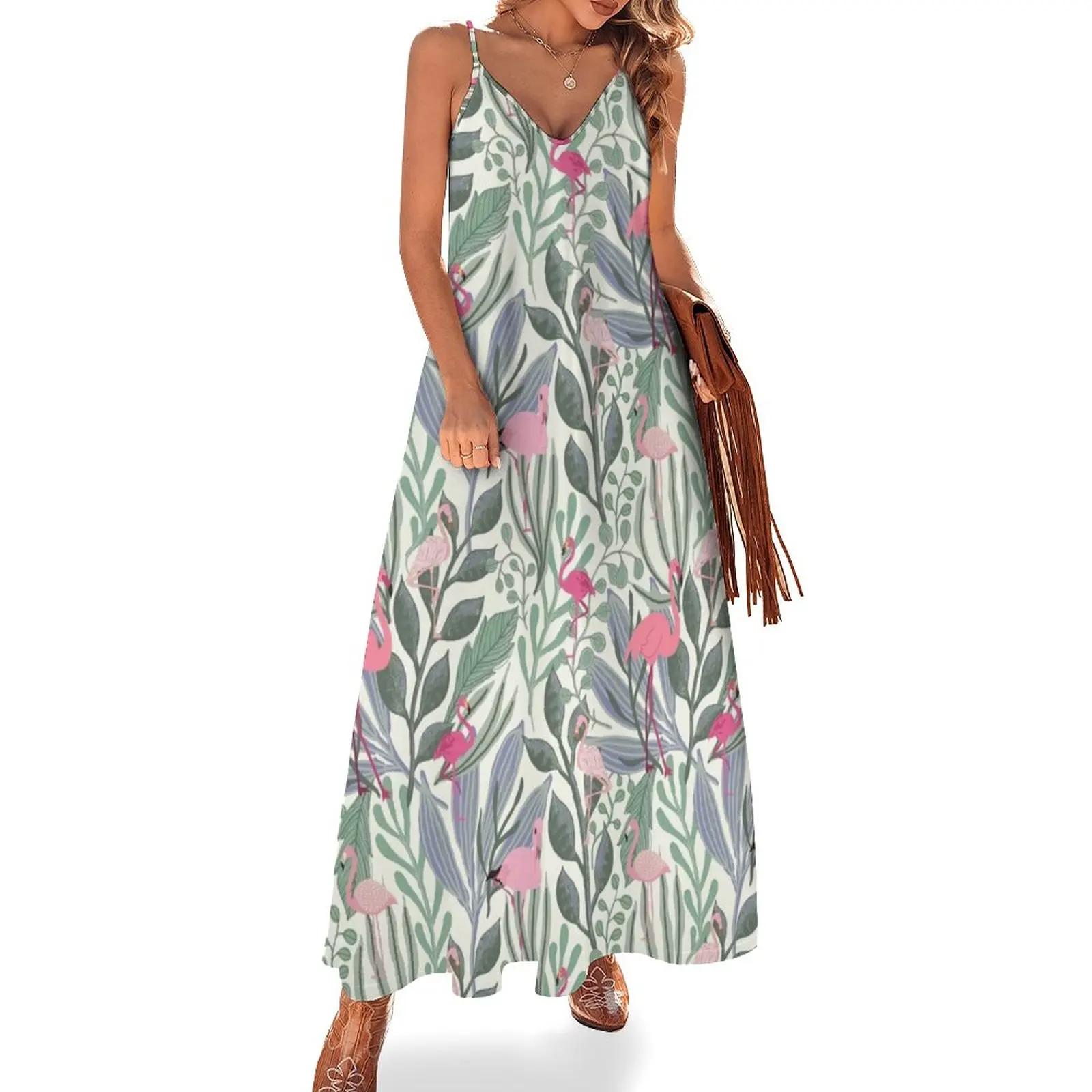 Pink Flamingos Pattern on Green Foliage Sleeveless Dress luxury dresses elegant women's dresses sale
Pink Flamingos Pattern on Green Foliage Sleeveless Dress luxury dresses elegant women's dresses sale