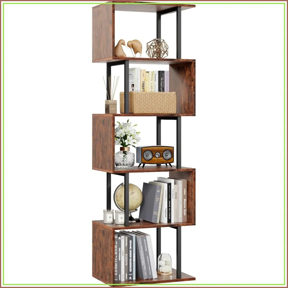 6 Tier Tall Bookshelf, S Shaped Geometric Bookcase, Modern Display Shelf Standing Unit, Wood Metal Decorative Divider Rack for Living Room Bedroom Office
6 Tier Tall Bookshelf, S Shaped Geometric Bookcase, Modern Display Shelf Standing Unit, Wood Metal Decorative Divider Rack for Living Room Bedroom Office