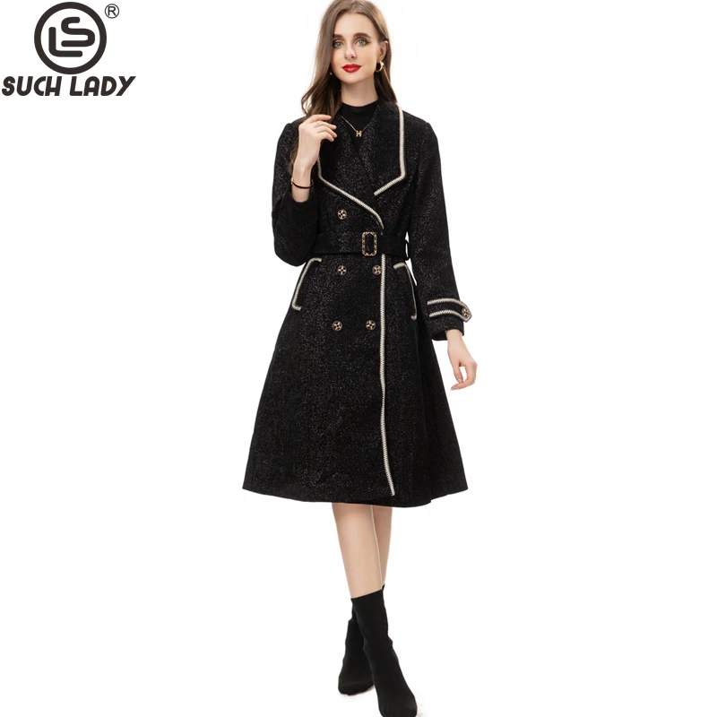 Women's Runway Trench Coats Turn Down Collar Long Sleeves Double Breasted Fashion Outerwear with Belt
Women's Runway Trench Coats Turn Down Collar Long Sleeves Double Breasted Fashion Outerwear with Belt