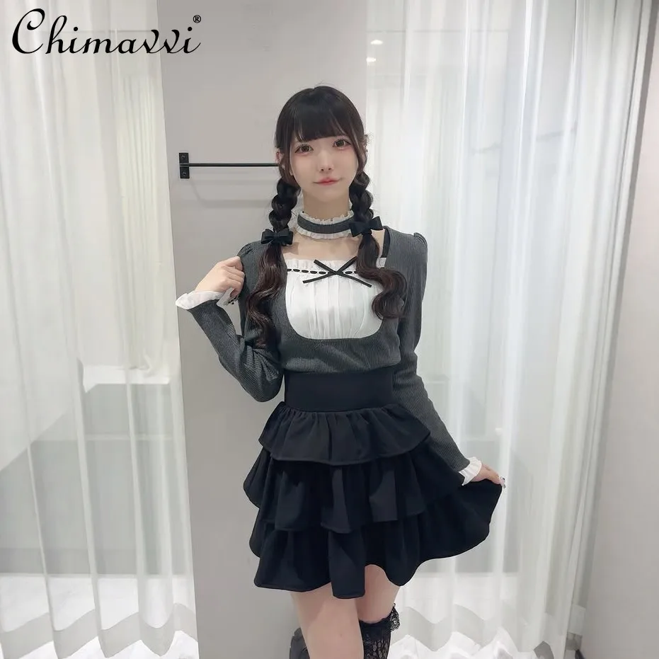 Японский стиль: модный топ с длинным рукавом, весна 2026, новая женская приталенная элегантная футболка с бантом и воротником-рюшами, топ-халтер
Японский стиль: модный топ с длинным рукавом, весна 2026, новая женская приталенная элегантная футболка с бантом и воротником-рюшами, топ-халтер