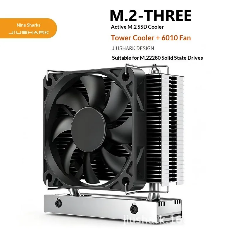 JIUSHARK M.2-THREE Active SSD Cooler - Heatsink with 6010 Fan, 6mm Heatpipe, for M.2 2280 NVMe SSD, Black
JIUSHARK M.2-THREE Active SSD Cooler - Heatsink with 6010 Fan, 6mm Heatpipe, for M.2 2280 NVMe SSD, Black