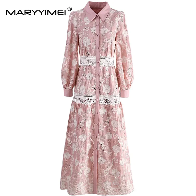 MARYYIMEI Women's Elegant Party Prom Dress Spring Turn-Down Collar Lantern Sleeved Single-Breasted Hollow Out Fashion Dresses
MARYYIMEI Women's Elegant Party Prom Dress Spring Turn-Down Collar Lantern Sleeved Single-Breasted Hollow Out Fashion Dresses