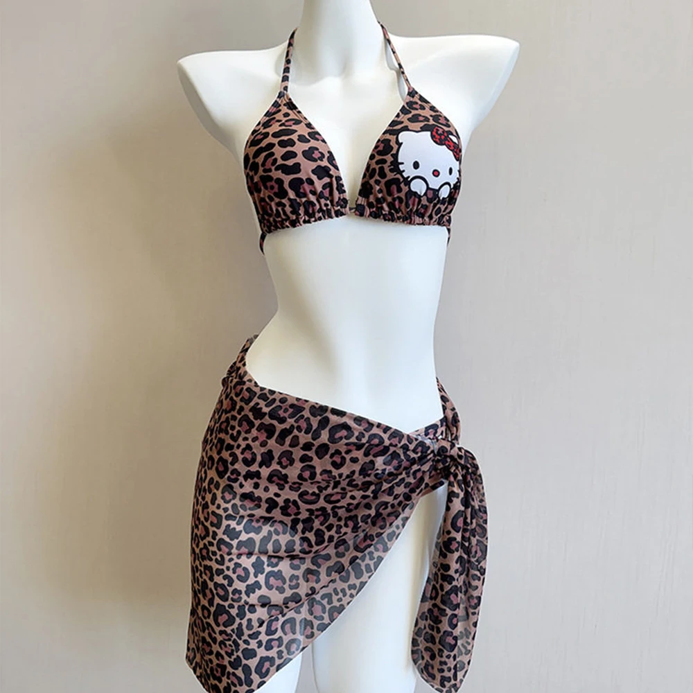 3Pcs Hello Kitty Hot Girls Split Strap Bikini Sexy Y2K Anime Japanese Take A Photo Seaside Leopard Print Woman's Summer Swimsuit
3Pcs Hello Kitty Hot Girls Split Strap Bikini Sexy Y2K Anime Japanese Take A Photo Seaside Leopard Print Woman's Summer Swimsuit