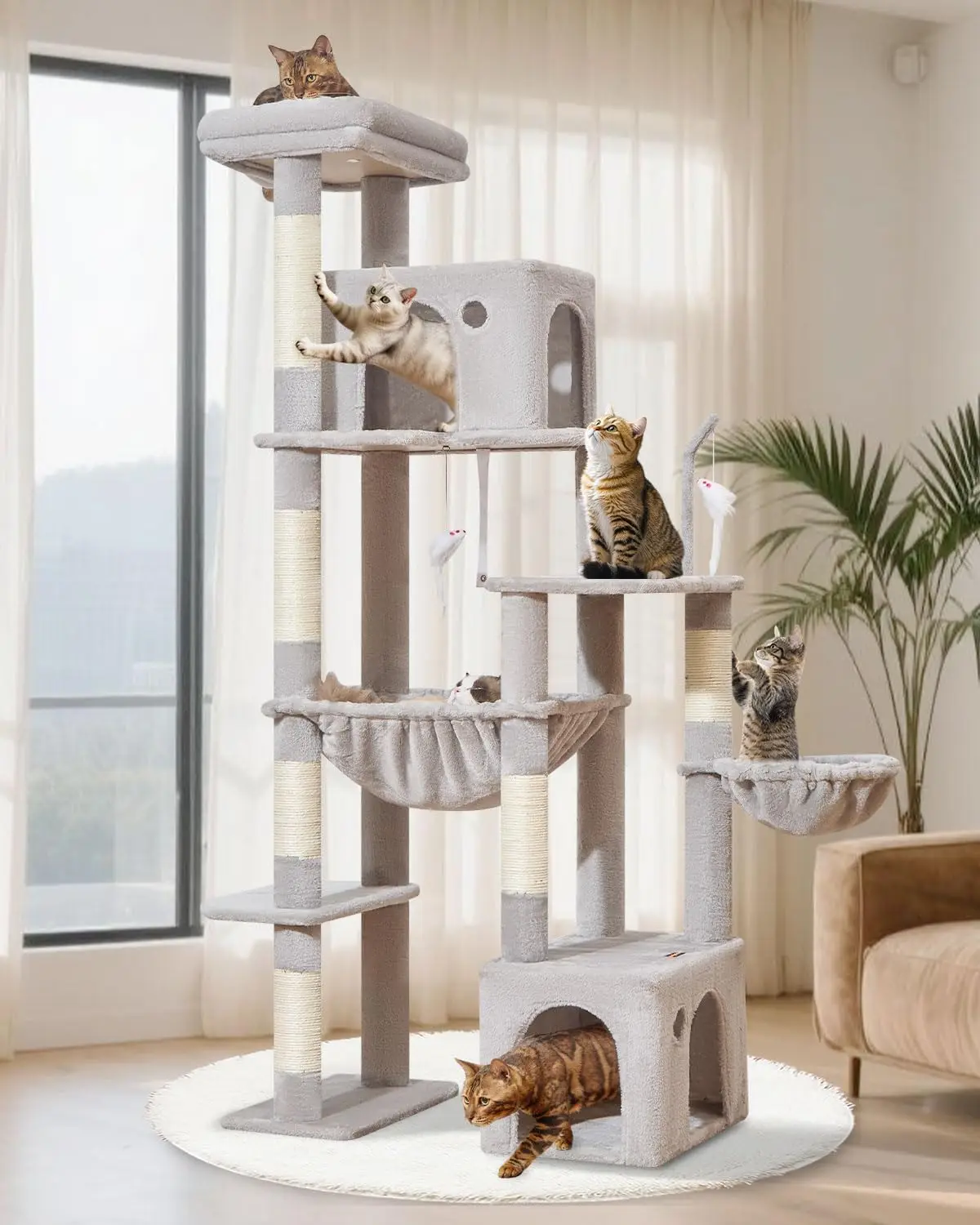 71 Inches Cat Tree for Indoor Cats Large Adult, Multi-Level Tall Cat Tower, 2 Cat Condo with 6 Scratching Posts, Super L
71 Inches Cat Tree for Indoor Cats Large Adult, Multi-Level Tall Cat Tower, 2 Cat Condo with 6 Scratching Posts, Super L