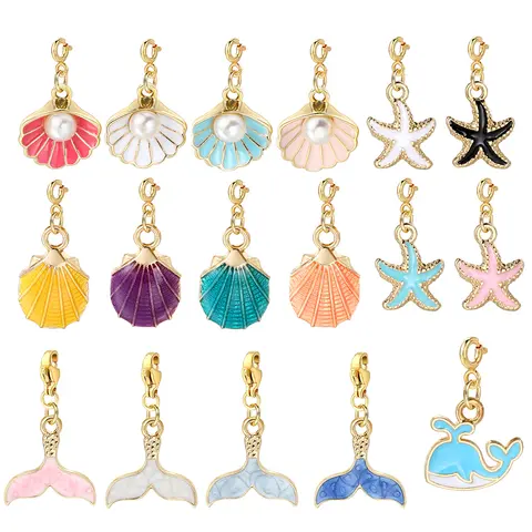 Pearl Sheels Pendant Charm For Women Fish Tail Starfish  Holiday Multicolor Stainless Steel Jewely Handmade DIY Accessories