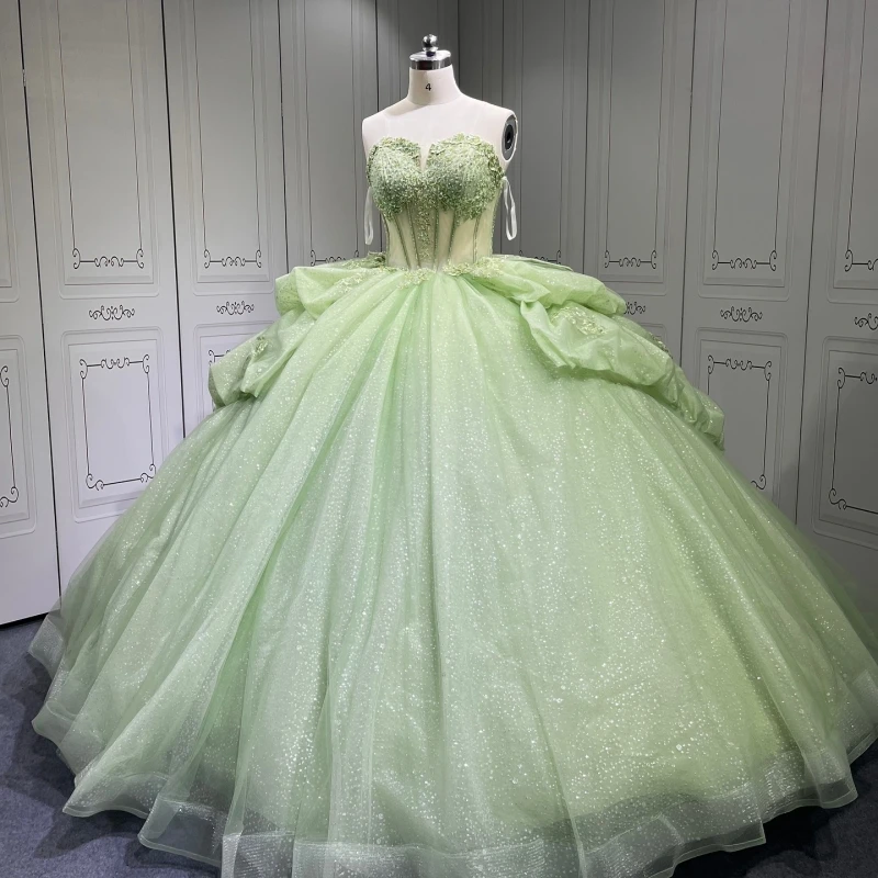 Блестящие платья принцессы Quinceanera цвета шалфея с открытыми плечами и бисером, с кристаллами и бантом, тюлевой корсет, милое платье 16, бальное платье Vestidos 15
Блестящие платья принцессы Quinceanera цвета шалфея с открытыми плечами и бисером, с кристаллами и бантом, тюлевой корсет, милое платье 16, бальное платье Vestidos 15