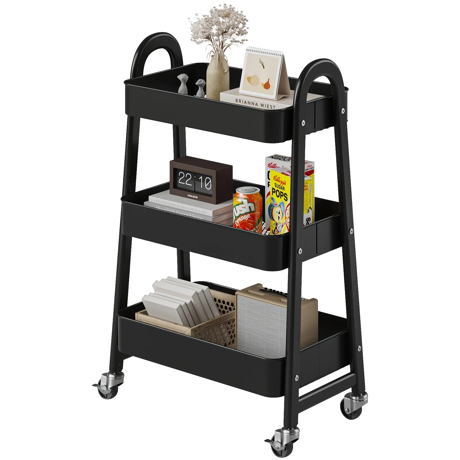 3 Tier Rolling Office Utility Cart, Multi-Purpose Metal Storage Cart with Lockable Wheels, Mobile Organizer Cart for Office Work
3 Tier Rolling Office Utility Cart, Multi-Purpose Metal Storage Cart with Lockable Wheels, Mobile Organizer Cart for Office Work