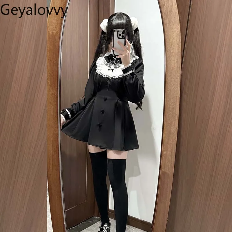 Japanese Mines Black White High Waist Mass-produced Clothes Slim-fitting Dress and Shorts Sweet Cute Girls Two Piece Set 
Japanese Mines Black White High Waist Mass-produced Clothes Slim-fitting Dress and Shorts Sweet Cute Girls Two Piece Set