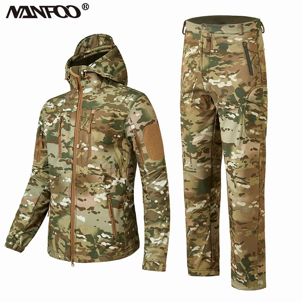 Winter Outdoor Wind Waterproof Softsell Jacket Pants Windbreaker Camouflage Fleece Inner Thermal Moutaineering Hiking Clothes
Winter Outdoor Wind Waterproof Softsell Jacket Pants Windbreaker Camouflage Fleece Inner Thermal Moutaineering Hiking Clothes