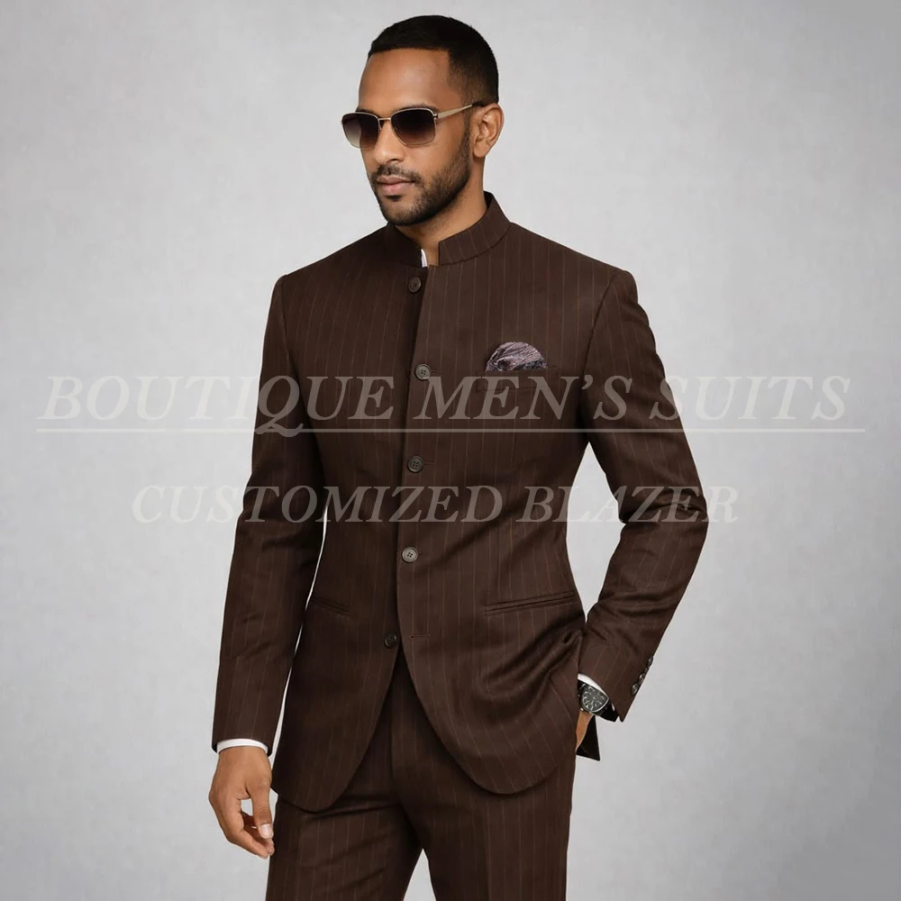 Luxury Stripe Men's Suits Fashin Single Breasted Stand Lapel Slim Fit 2 Piece Jacket Pants Full Sets High Quality Blazer
Luxury Stripe Men's Suits Fashin Single Breasted Stand Lapel Slim Fit 2 Piece Jacket Pants Full Sets High Quality Blazer